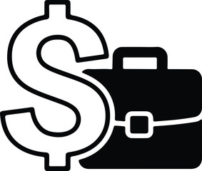 Dollar sign with briefcase for business investment symbol vector illustrator