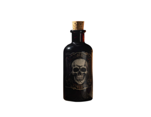 Rustic Sinister Potion Bottle with Skull Label PNG