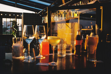 Stylish Rooftop Bar. Sunset Drinks