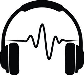 Headphones with sound wave graphic design vector illustrator
