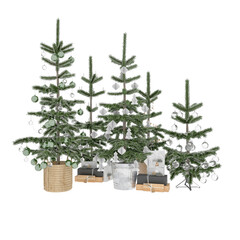 Christmas tree and gift boxes, decor 3d render
