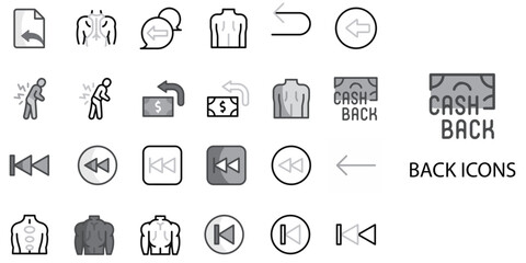 Back simple concept 24 Grew color icons set .Vector illustration.