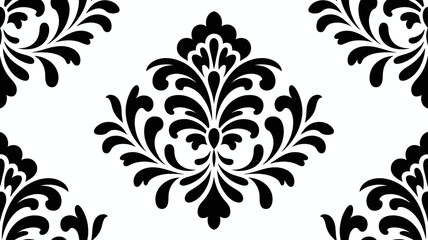 Elegant Black and White Damask Pattern for Textile Design and Decorative Backgrounds Timeless Classic Wallpaper with Floral Motifs