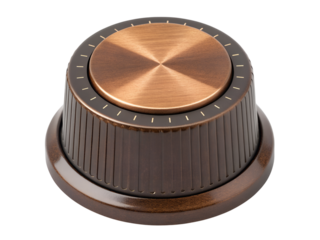 Vintage brown control knob isolated on transparent background