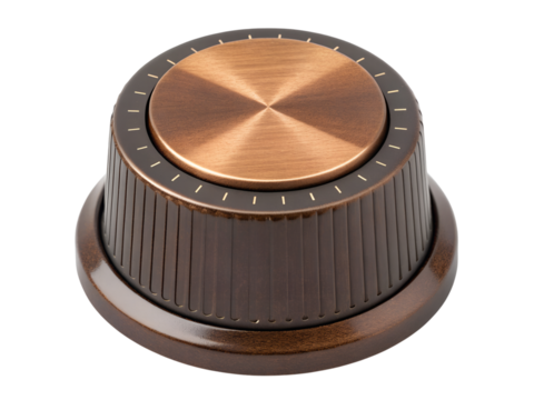 Vintage brown control knob isolated on transparent background