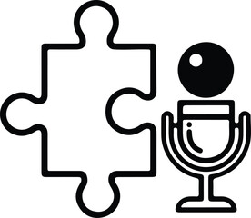 Puzzle piece and astronaut icon connecting solution partnership vector illustrator