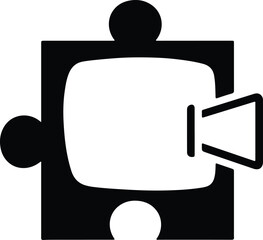 Puzzle piece icon with video content inside vector illustrator