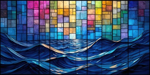Discover a unique view of the ocean! Each panel reflects light in a kaleidoscope of colours, mimicking stained glass.