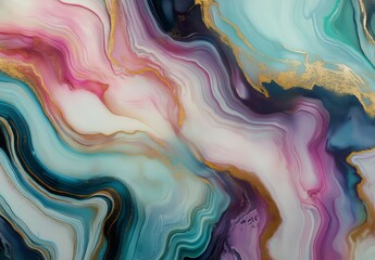 Colorful Abstract Design With Flowing Patterns and Gold Accents in Rich Tones.