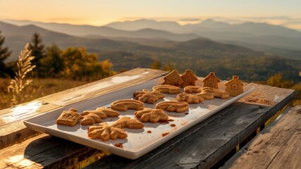 Fototapeta premium Symbolic House-Shaped Cookies for a Real Estate Developer or Home Builder's Thanksgiving Commercial