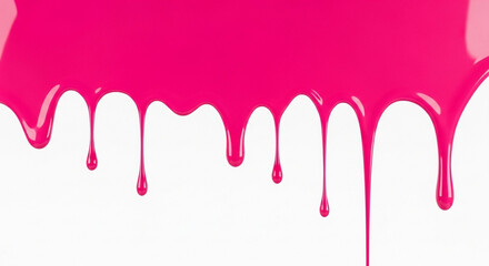 Naklejka premium An abstract image of thick fuchsia paint or syrup dripping with a reflective sheen for a glossy effect.