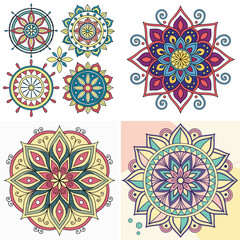 silhouette mandala vector set collection on white background