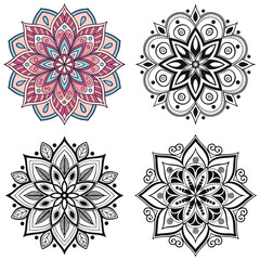 silhouette mandala vector set collection on white background