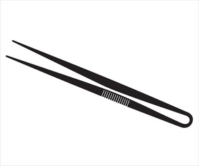 Precision tweezers black silhouette vector illustration isolated on white background