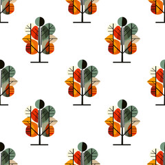 autumn tree seamless pattern