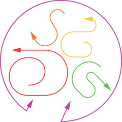thin colored arrows in lgbt style, arrows in a circle pointing upwards