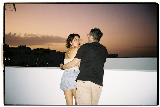 Couple Embracing at Sunset