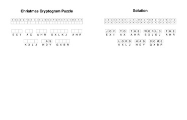 Christmas cryptogram puzzle with solution displayed  