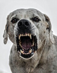 Angry dog's menacing face close-up