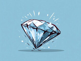 cartoon vector illustration of a diamond formed under pressure, quality under stress, valuable, gem style