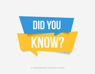 Did you know or hint, tip symbol icon badge. Banner with frame and bulb isolated on white background