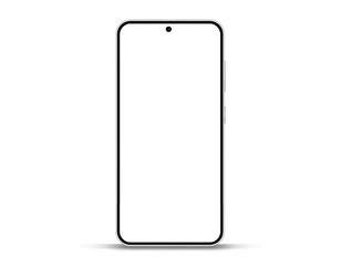 Realistic smartphone mockup. Mobile phone vector with isolated on white background. Device front view. 3D mobile phone with shadow. Realistic, high quality smart phone mockup for ui ux presentation.