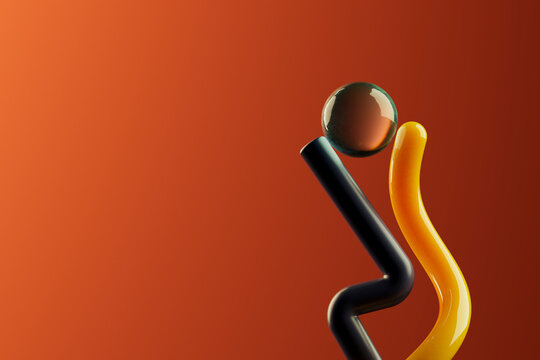  Minimal abstract figure peeking from frame edge
