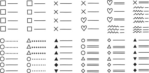 Checklist bullet points shapes vector graphic design editable vector