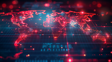 World Map Digital Red.
