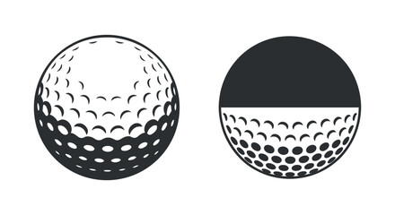 Golf Ball Vector Set with Detailed Dimple Pattern and Half-Filled Design for Sports and Recreation Graphics