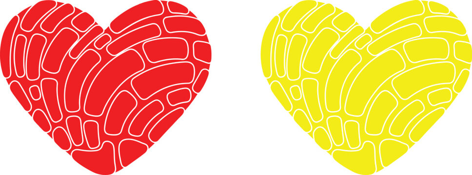 Concha bread heart shape mexican sweet bread illustration editable vector