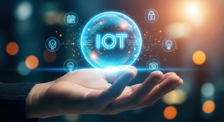 Fototapeta premium IoT technology, smart connectivity, futuristic innovation, cyber security