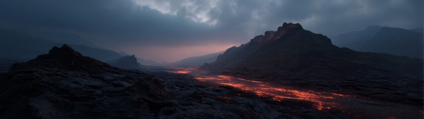 Volcanic eruption landscape hawaii hdri panoramic view lava flow dramatic atmosphere