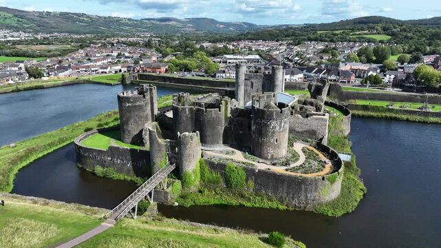 Caerphilly Castle and moat