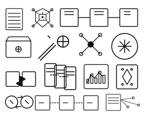 Business and Technology Line Icons Set Isolated on White Background