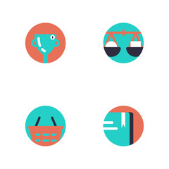 Vector Icons Financial Balance, Shopping, Book and Funnel in Teal and Coral