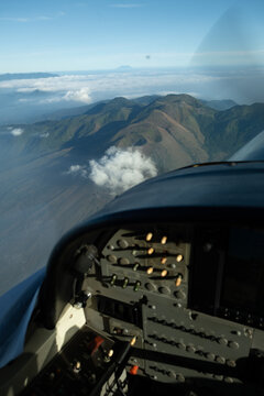 Aerial View of Mountain Ridge from  Aircraft Cockpit