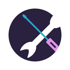 Mechanical tools crossed to symbolize repair, maintenance, and skilled labor