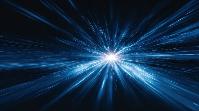 A captivating journey through hyperspace soaring at light speed into a vibrant blue galaxy with