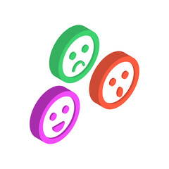 Isometric emotions concept Joy, sadness, and indifference illustrated