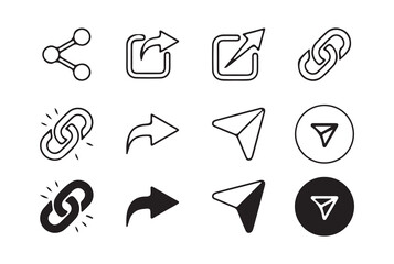 Link, Share, and Navigation Icons for Web and Digital Interface