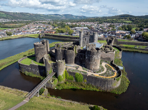 Caerphilly Castle and moat