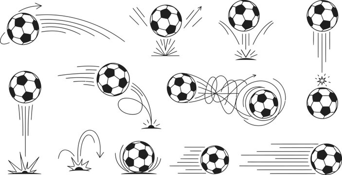 Soccer ball movement vector set graphic design sport editable vector