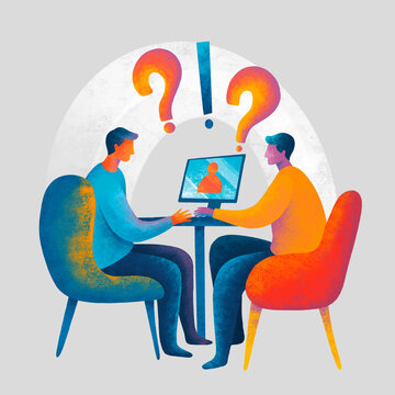 Online conversation between two people using video chat