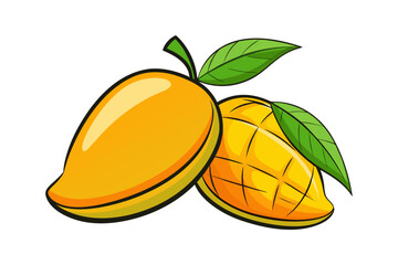 Fruits Flat Design Icon Set and Colorful & Healthy Illustration