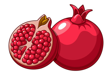 Fruits Flat Design Icon Set and Colorful & Healthy Illustration