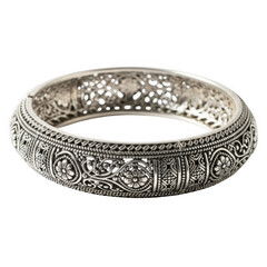 Exquisite intricate silver bangle bracelet ornate floral patterns timeless elegant jewelry accessory