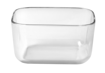 Empty glass food container on transparent background, ready for food storage