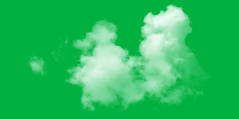 Dreamy white clouds float against a vibrant green screen backdrop evoking a sense of peace and...