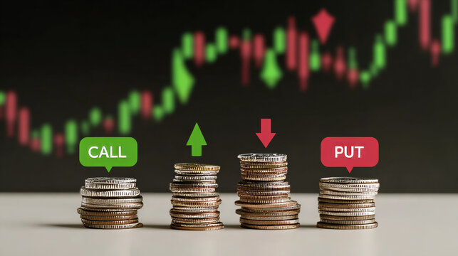 Options Trading Call Put Strategy Financial Investment Concept
